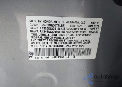 2016 Acura Mdx Technology Acurawatch Plus Packages/Technology Package z USA, uszkodzony, nr VIN 5FRYD4H40GB010267